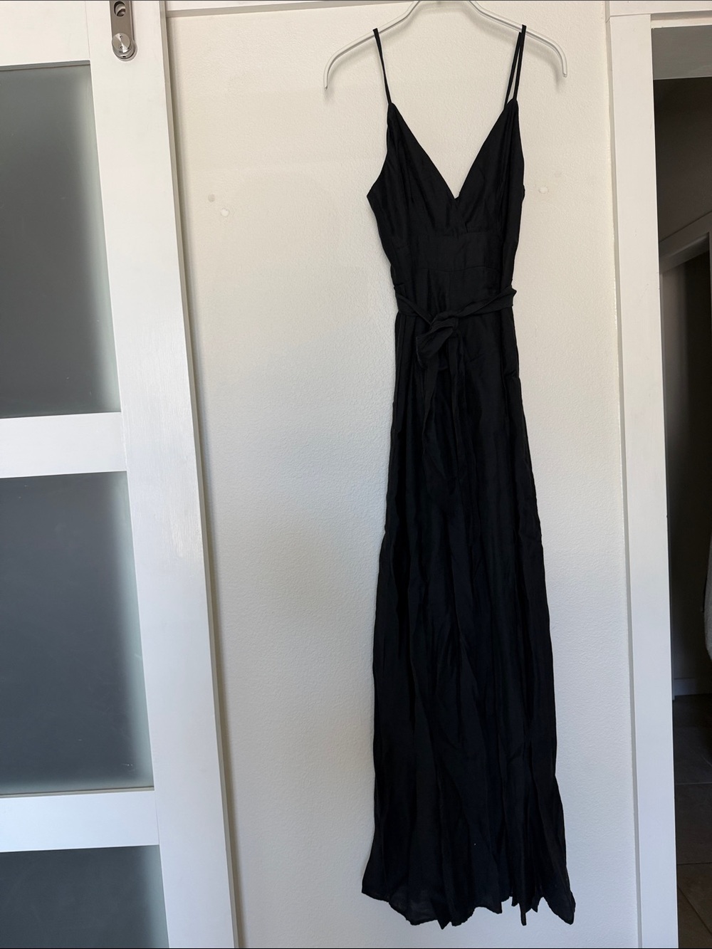 Selfie Leslie Black V-Neck Spaghetti Strap Maxi Jumpsuit
